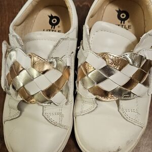 Kids White and Metallic Sneakers